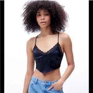 Kendall & Kylie Black Satin Camisole with Lace